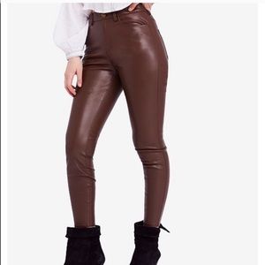 Free People Brown Faux Leather Leggings NWT